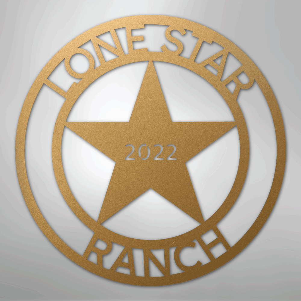 Custom Metal Wall Art - Personalized Texas Sign Gold