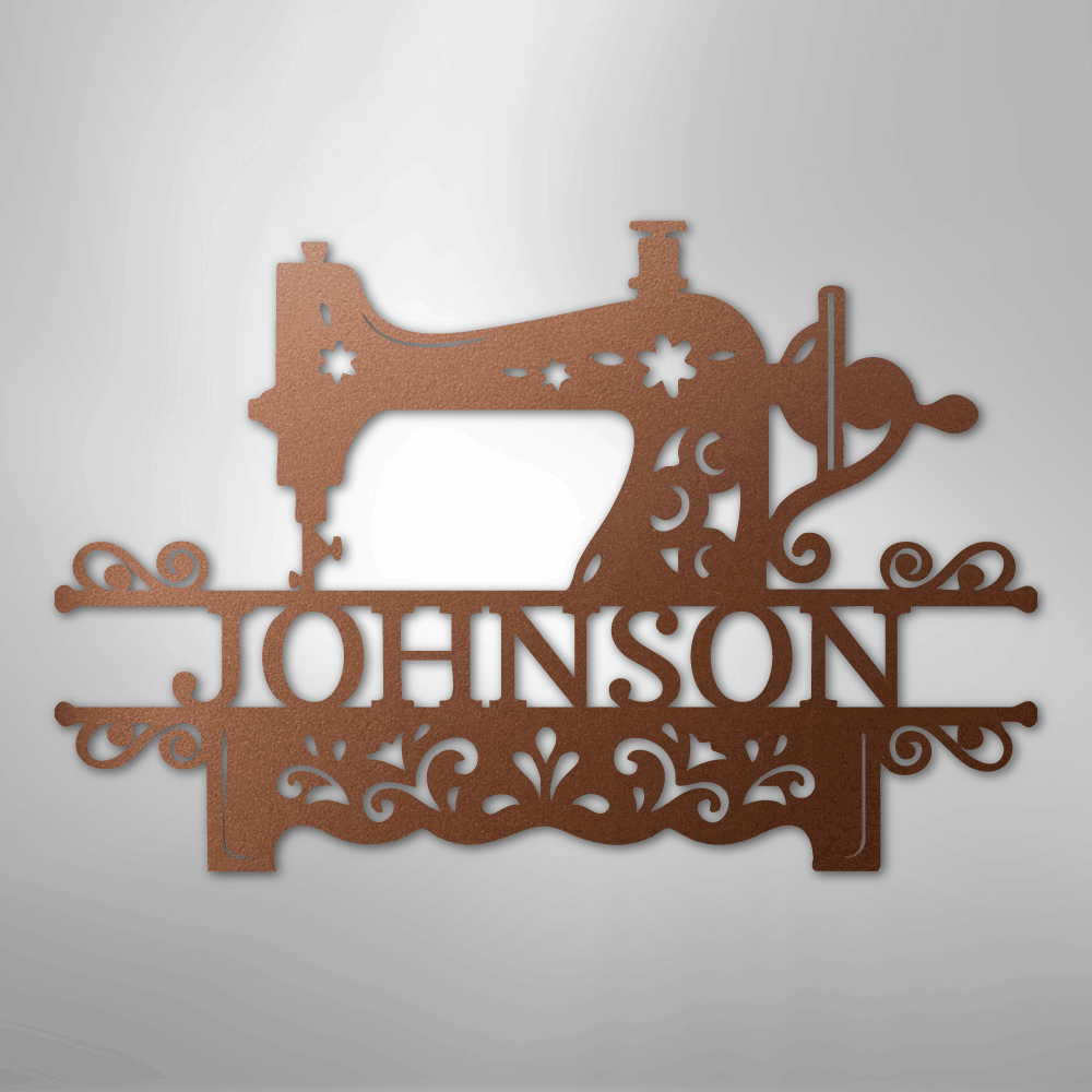 Custom Metal Wall Art - Personalized Sewing Sign Copper