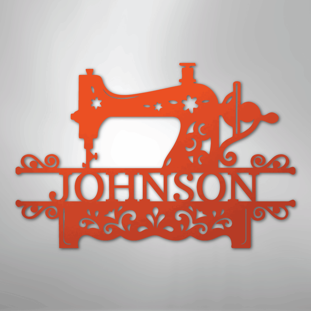 Custom Metal Wall Art - Personalized Sewing Sign Orange