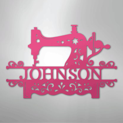 Custom Metal Wall Art - Personalized Sewing Sign Pink