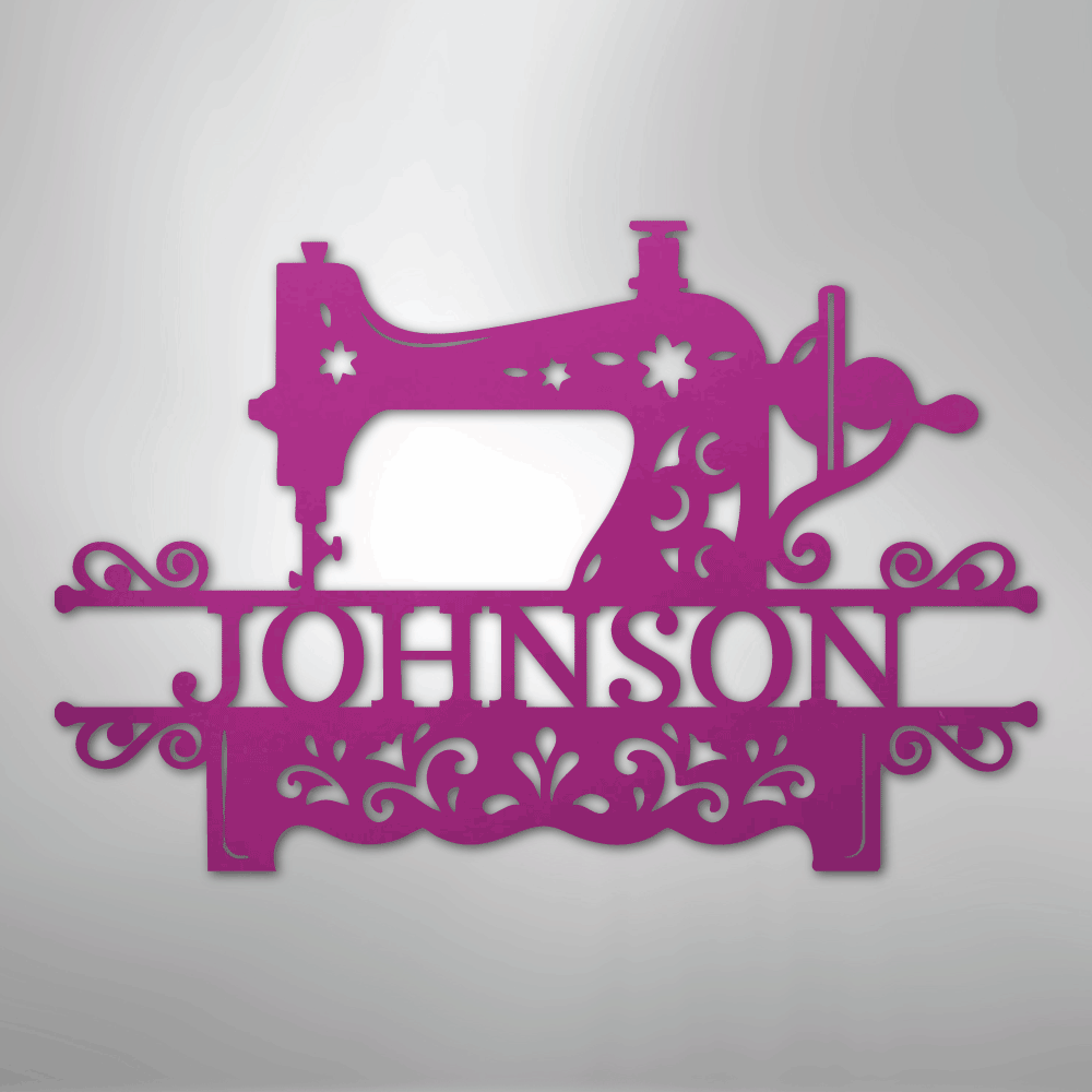 Custom Metal Wall Art - Personalized Sewing Sign Purple