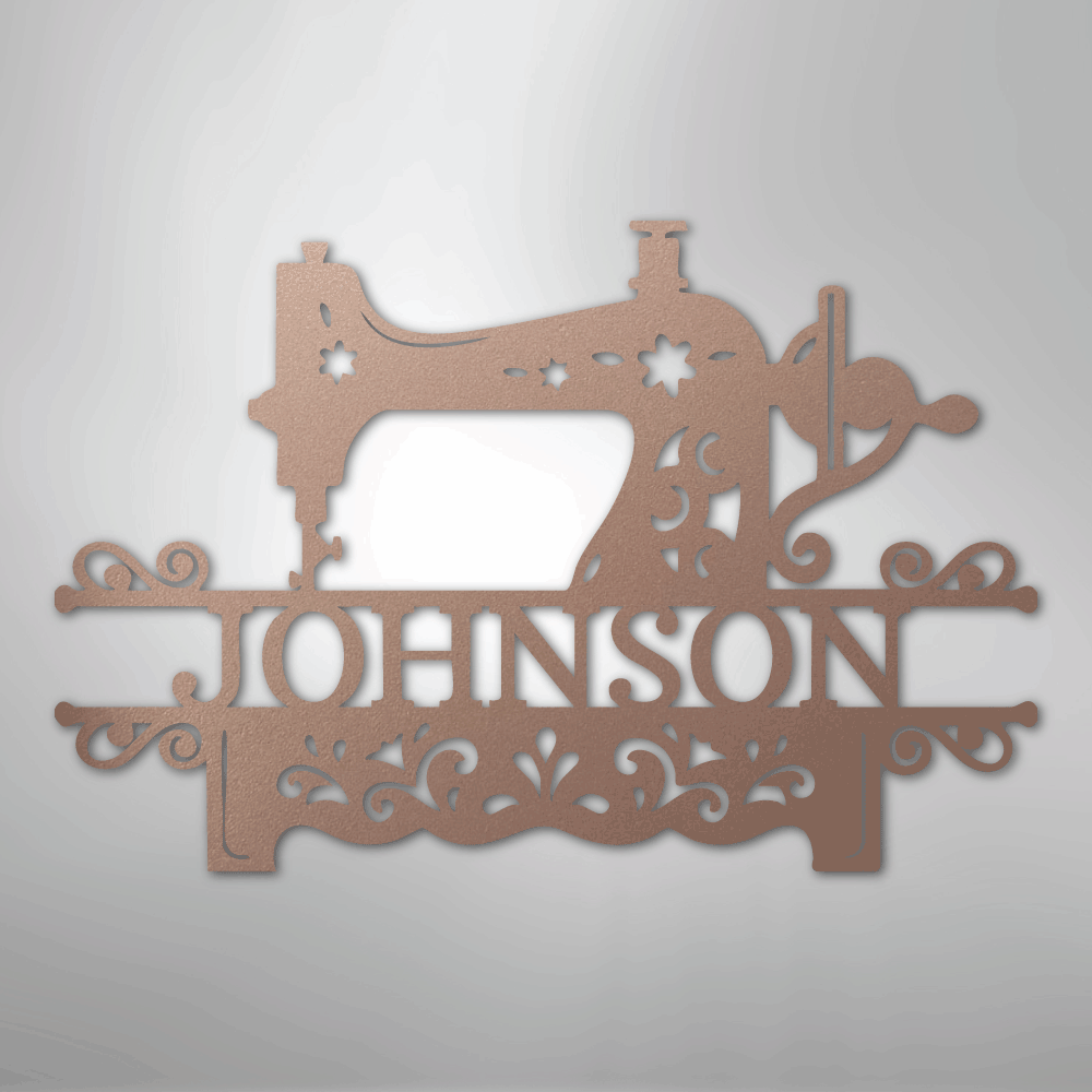 Custom Metal Wall Art - Personalized Sewing Sign Rose