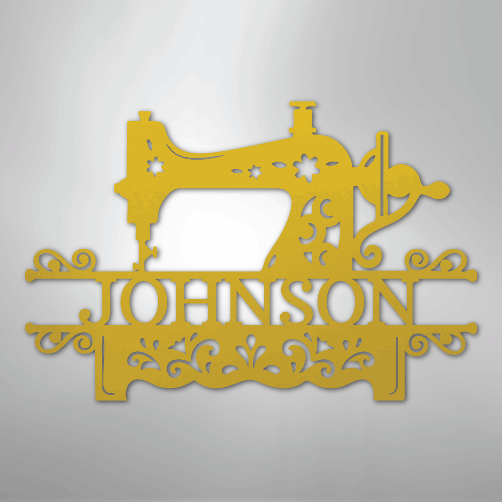 Custom Metal Wall Art - Personalized Sewing Sign Yellow