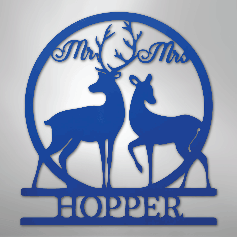 Custom Metal Wall Art - Personalized Mr and Mrs Sign Blue