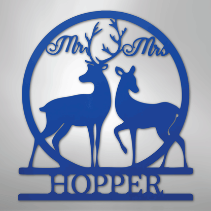 Custom Metal Wall Art - Personalized Mr and Mrs Sign Blue