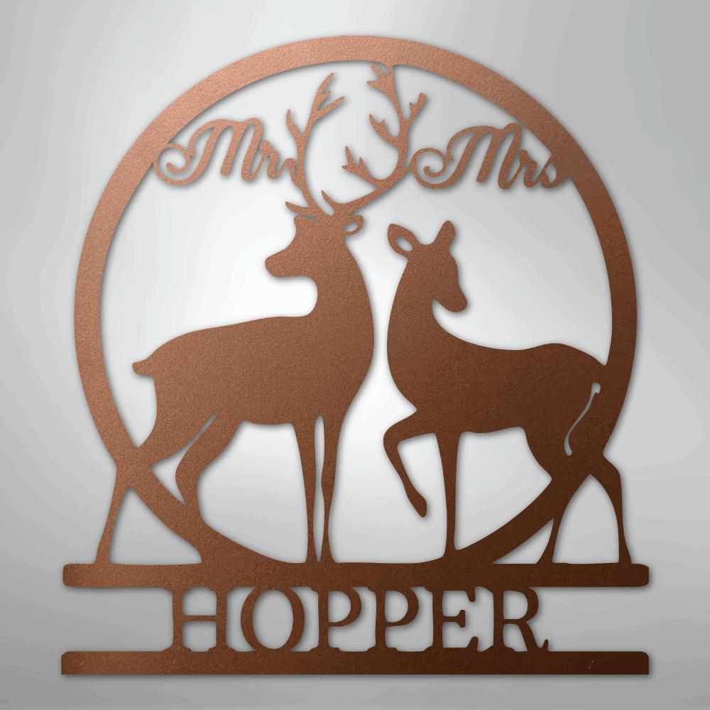 Custom Metal Wall Art - Personalized Mr and Mrs Sign Copper