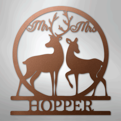 Custom Metal Wall Art - Personalized Mr and Mrs Sign Copper