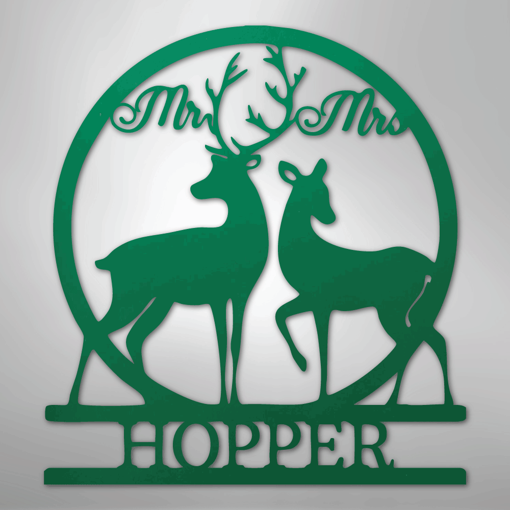 Custom Metal Wall Art - Personalized Mr and Mrs Sign Green