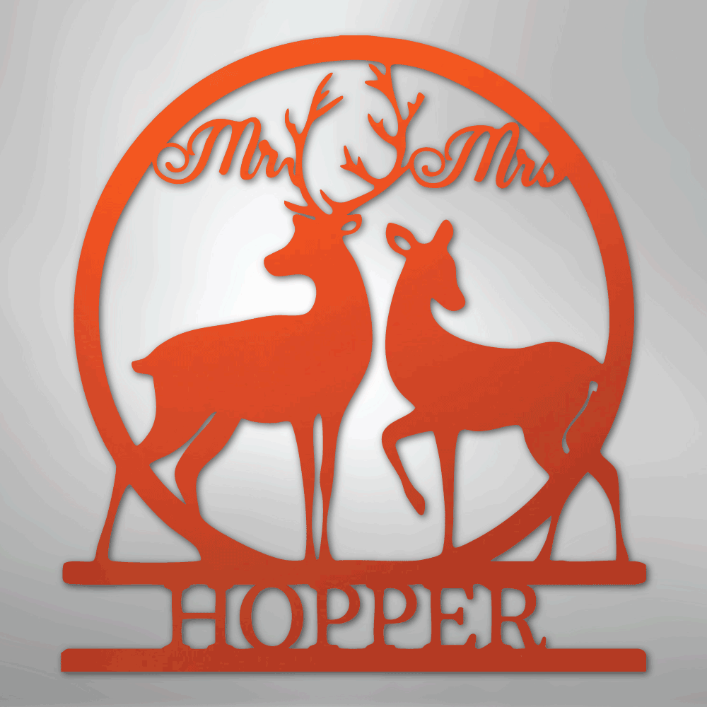 Custom Metal Wall Art - Personalized Mr and Mrs Sign Orange