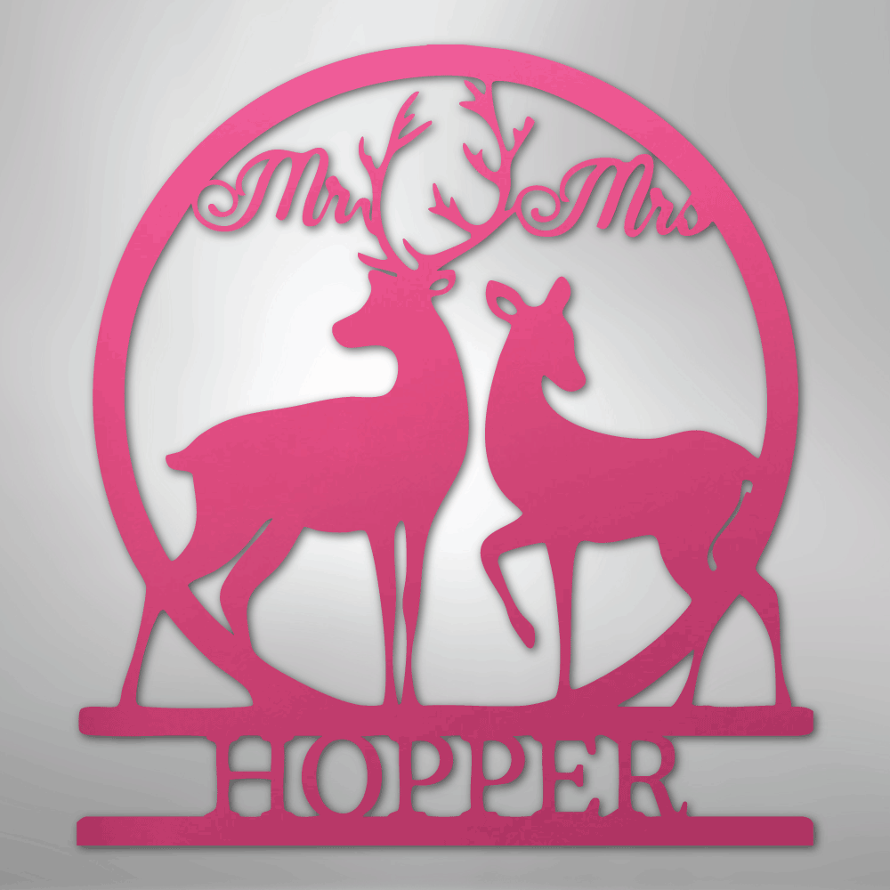Custom Metal Wall Art - Personalized Mr and Mrs Sign Pink