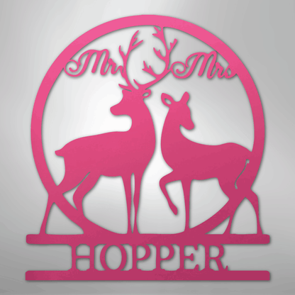 Custom Metal Wall Art - Personalized Mr and Mrs Sign Pink