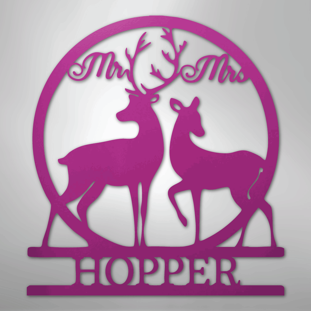 Custom Metal Wall Art - Personalized Mr and Mrs Sign Purple
