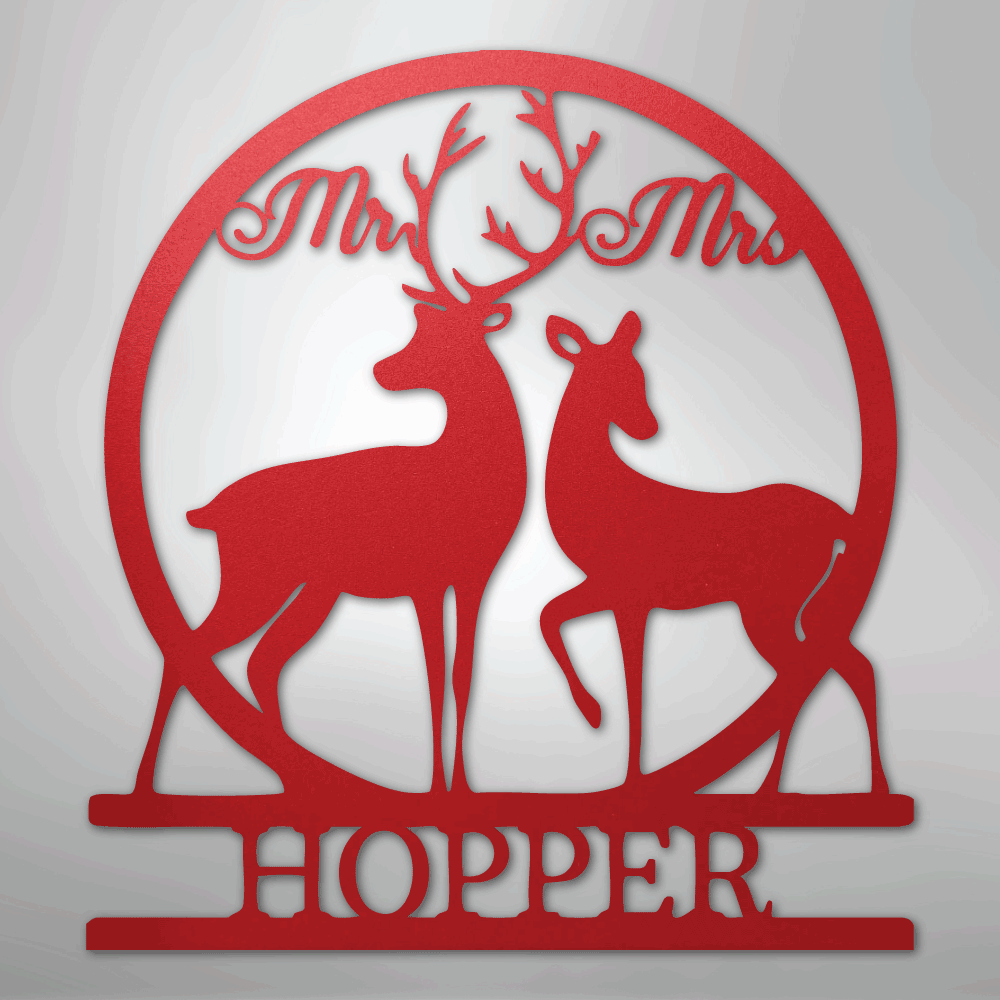 Custom Metal Wall Art - Personalized Mr and Mrs Sign Red