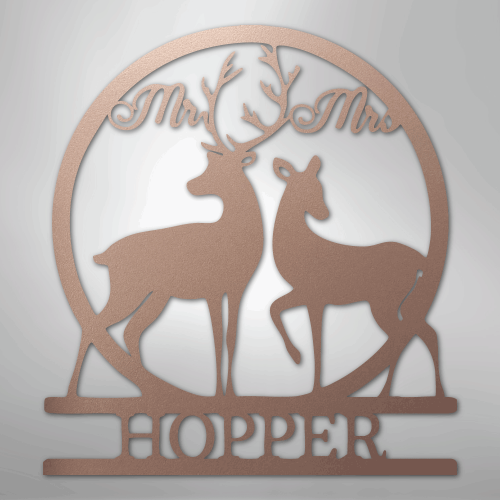 Custom Metal Wall Art - Personalized Mr and Mrs Sign Rose