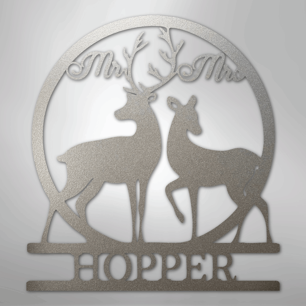 Custom Metal Wall Art - Personalized Mr and Mrs Sign Silver