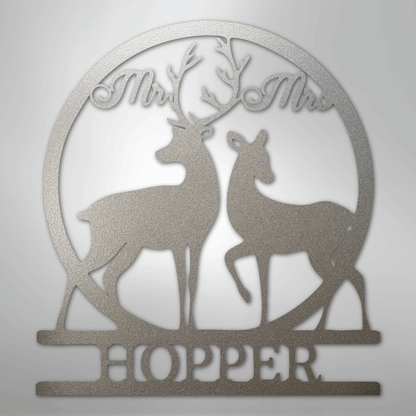 Custom Metal Wall Art - Personalized Mr and Mrs Sign Silver