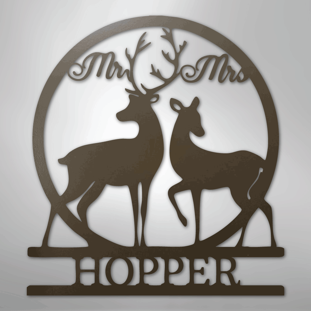 Custom Metal Wall Art - Personalized Mr and Mrs Sign Stone