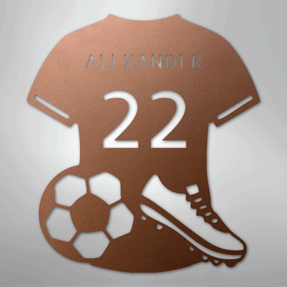 Custom Metal Wall Art - Personalized Soccer Jersey Sign Copper