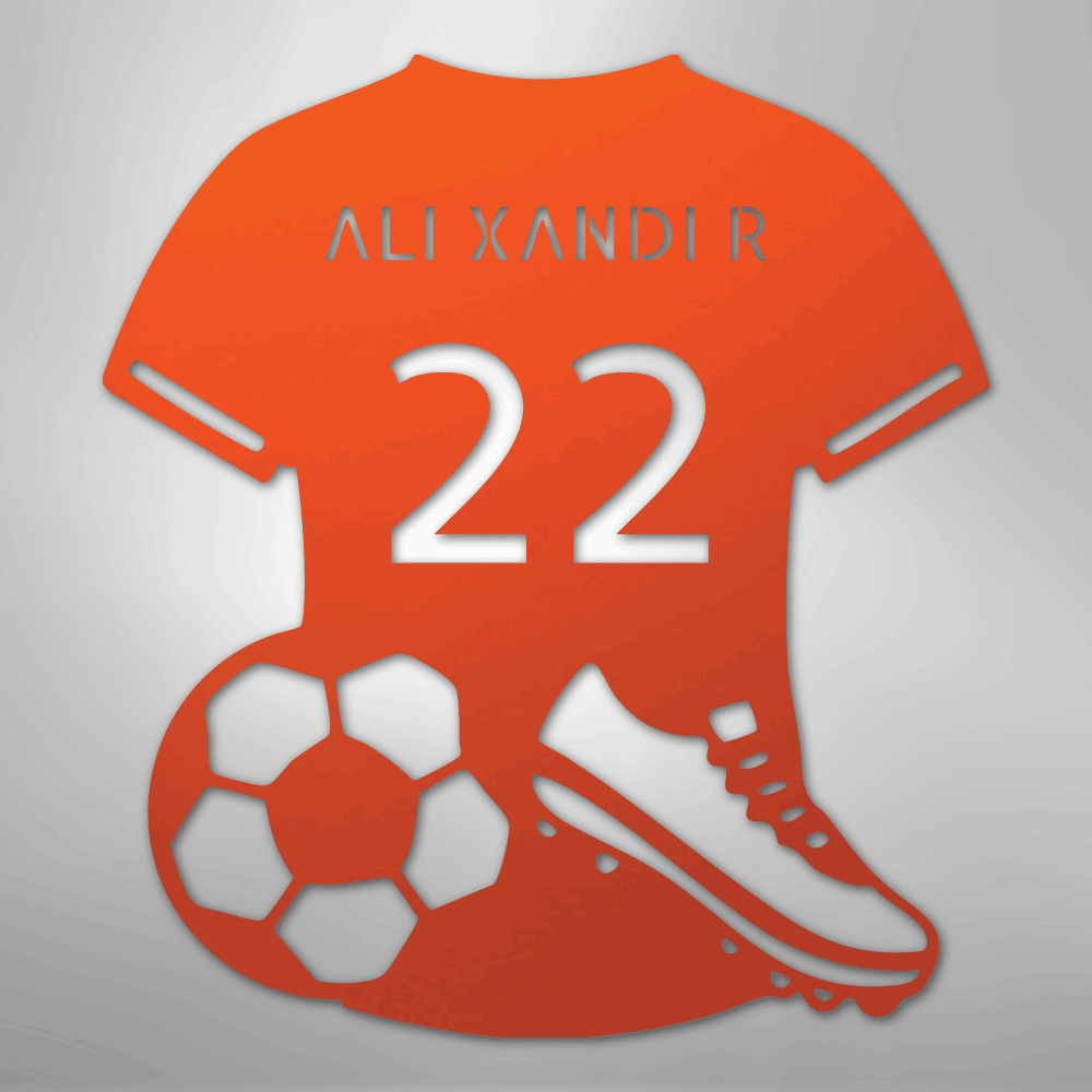 Custom Metal Wall Art - Personalized Soccer Jersey Sign Orange