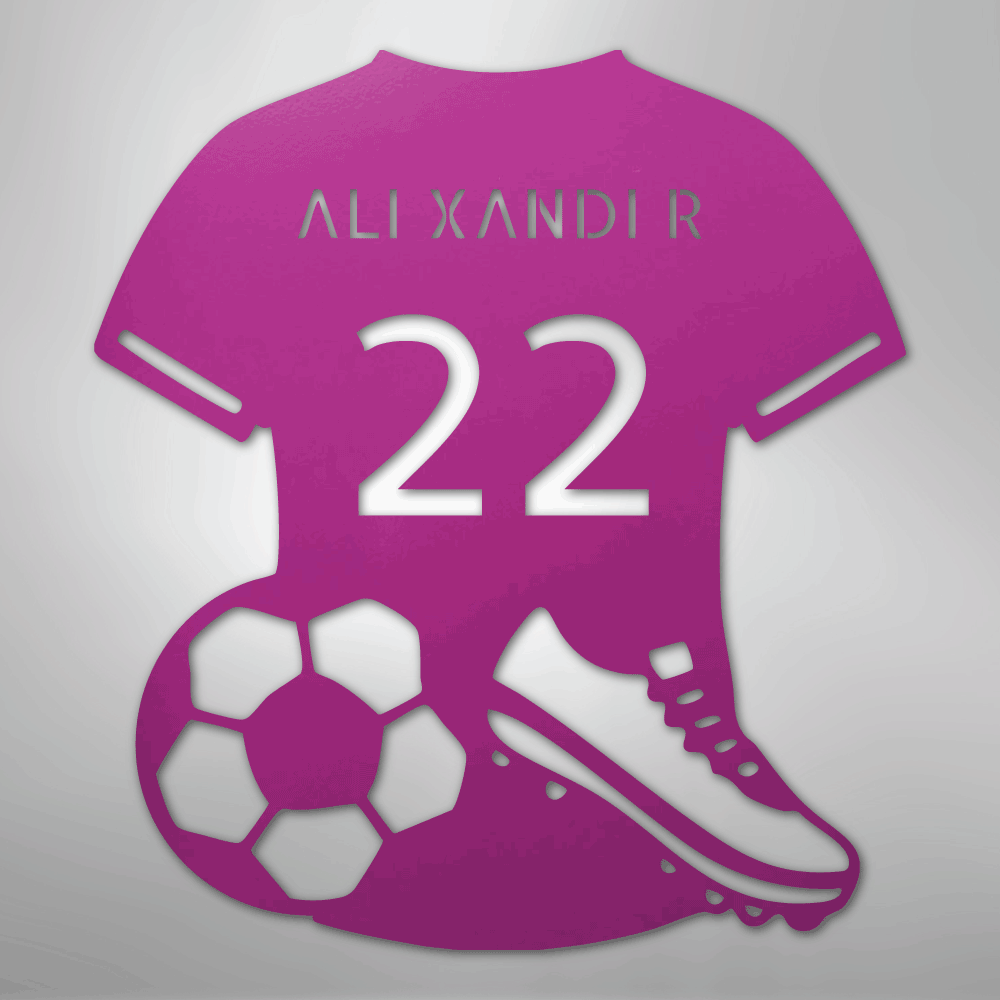 Custom Metal Wall Art - Personalized Soccer Jersey Sign Purple