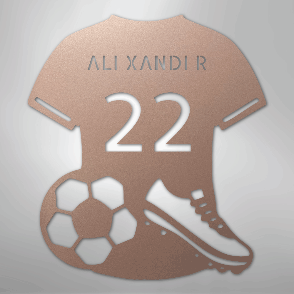 Custom Metal Wall Art - Personalized Soccer Jersey Sign Rose