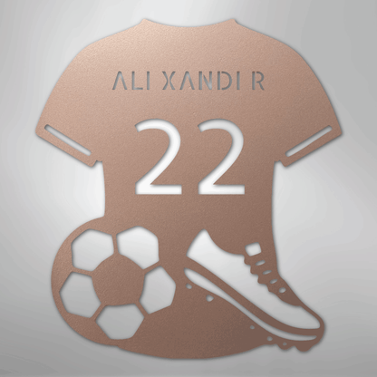 Custom Metal Wall Art - Personalized Soccer Jersey Sign Rose