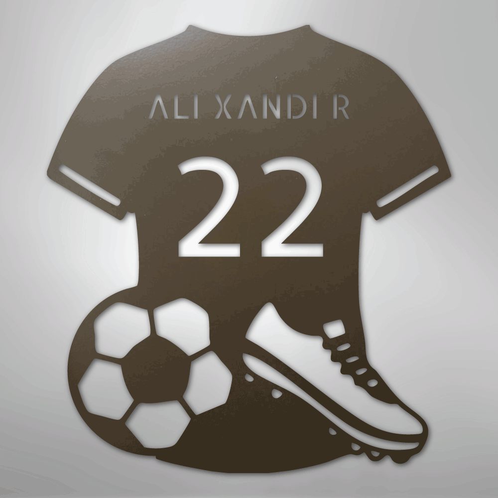 Custom Metal Wall Art - Personalized Soccer Jersey Sign Stone