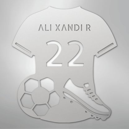 Custom Metal Wall Art - Personalized Soccer Jersey Sign White