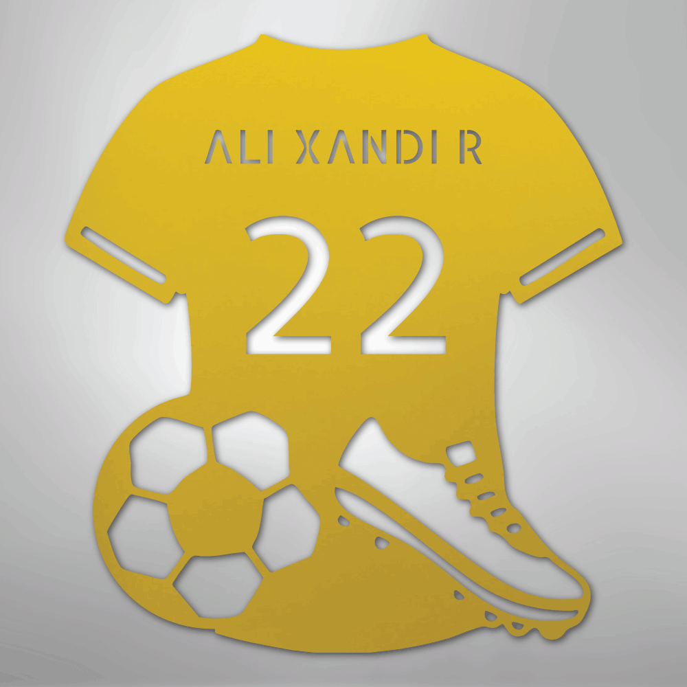 Custom Metal Wall Art - Personalized Soccer Jersey Sign Yellow