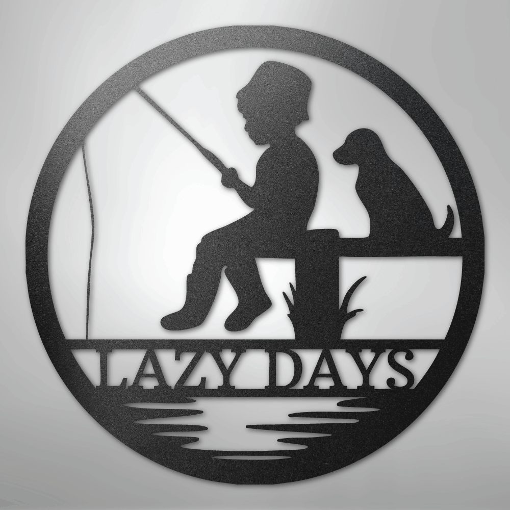 Custom Metal Wall Art - Personalized Fishing With Dog Sign