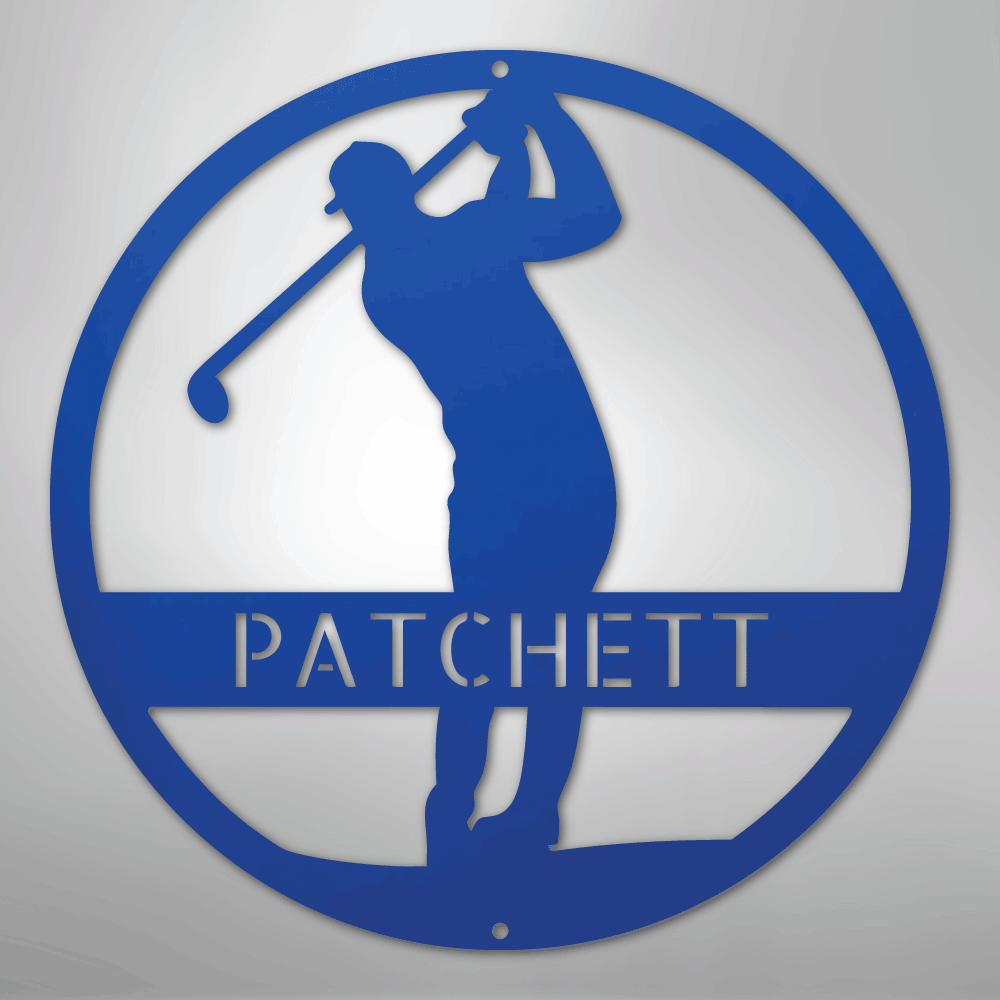 Custom Metal Wall Art - Personalized Golf Course Name Sign Blue
