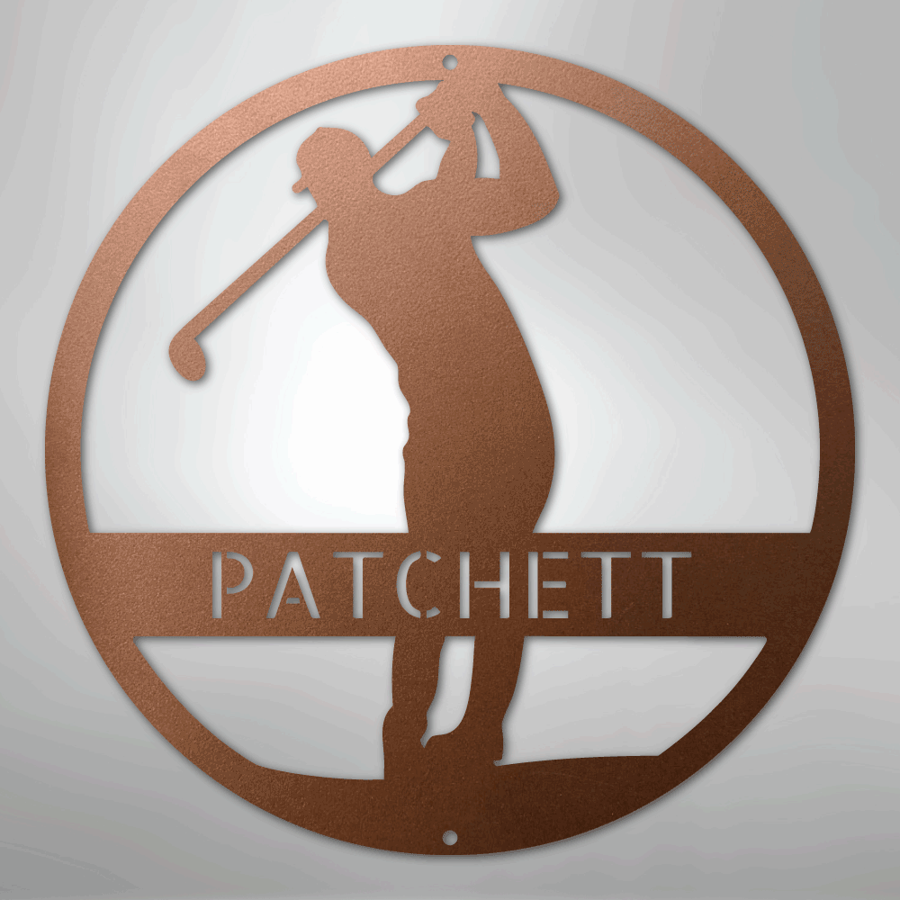 Custom Metal Wall Art - Personalized Golf Course Name Sign Copper