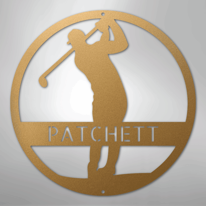 Custom Metal Wall Art - Personalized Golf Course Name Sign Gold
