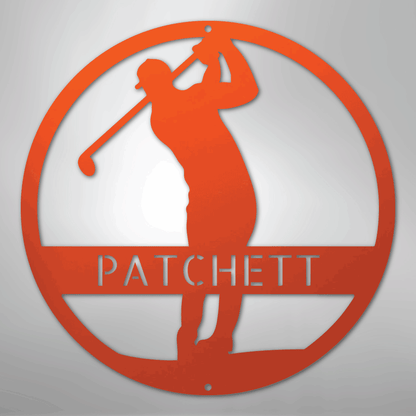 Custom Metal Wall Art - Personalized Golf Course Name Sign Orange