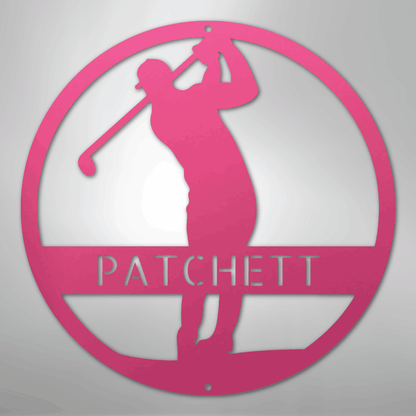 Custom Metal Wall Art - Personalized Golf Course Name Sign Pink