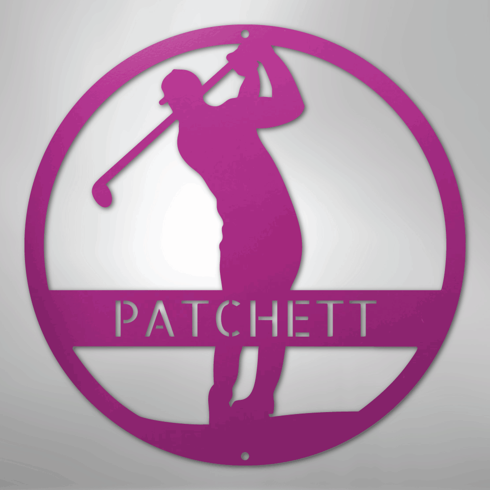 Custom Metal Wall Art - Personalized Golf Course Name Sign Purple