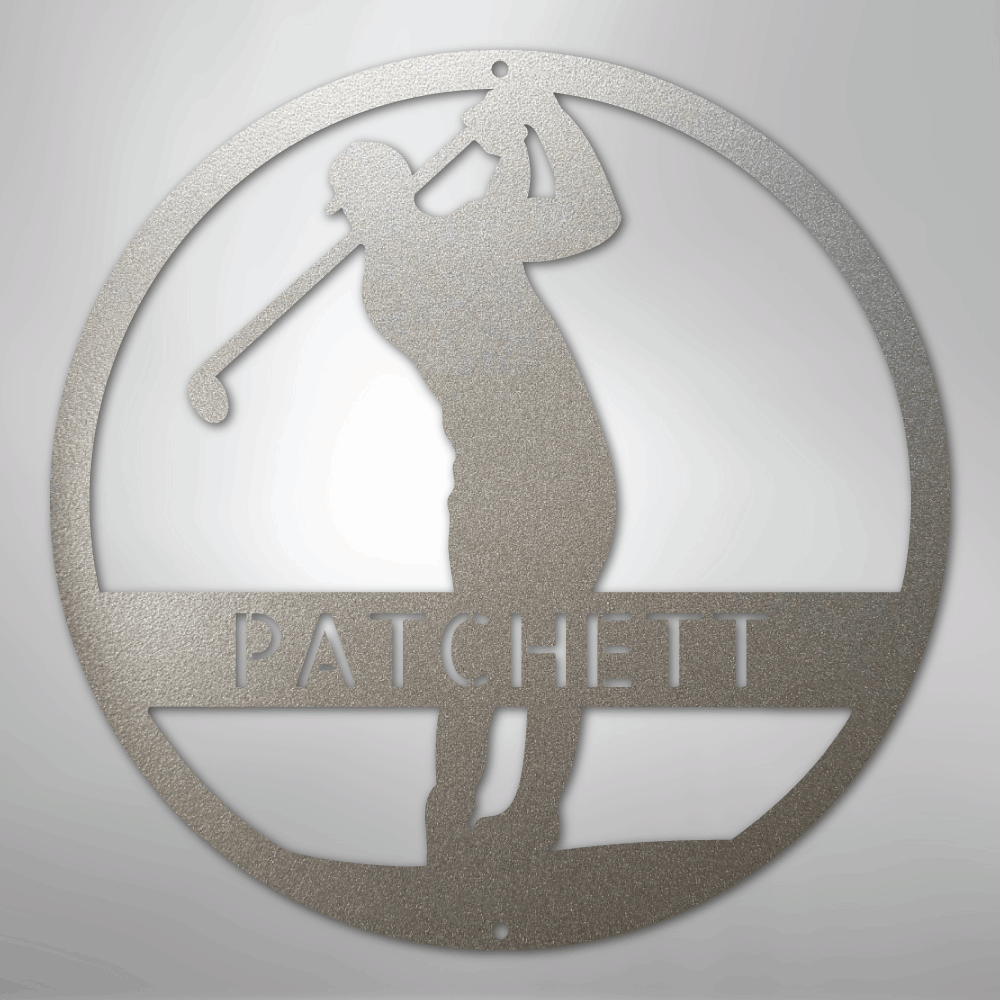 Custom Metal Wall Art - Personalized Golf Course Name Sign Silver