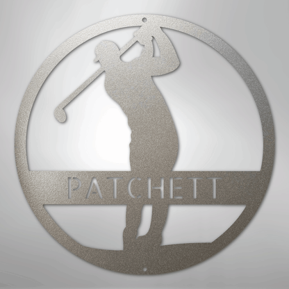 Custom Metal Wall Art - Personalized Golf Course Name Sign Silver