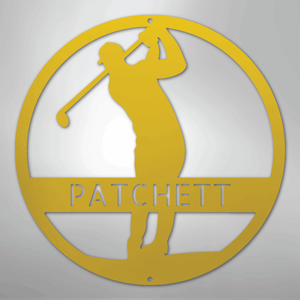 Custom Metal Wall Art - Personalized Golf Course Name Sign Yellow