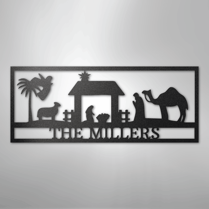 Custom Metal Wall Art - Personalized Nativity Sign