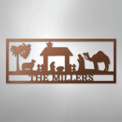 Custom Metal Wall Art - Personalized Nativity Sign Copper