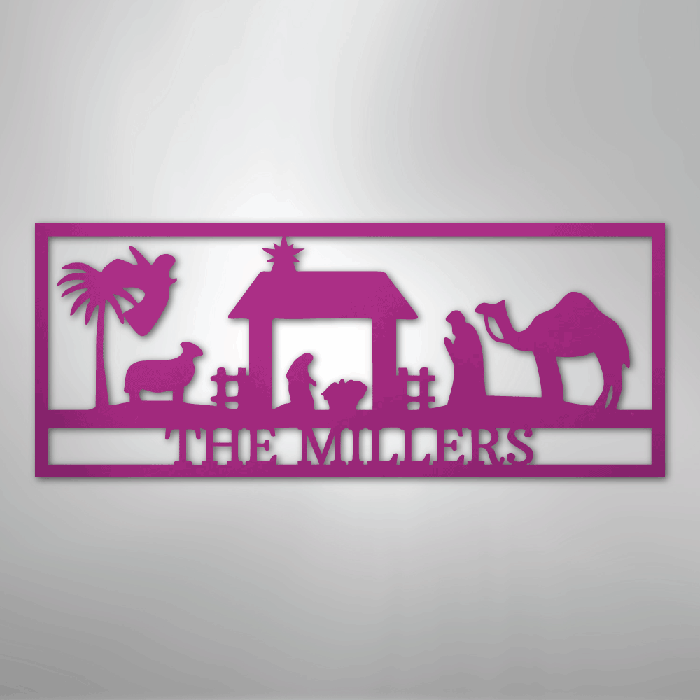 Custom Metal Wall Art - Personalized Nativity Sign Purple