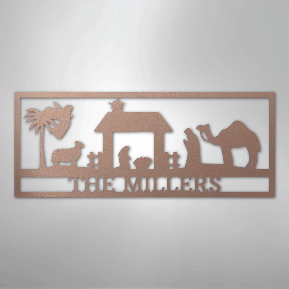 Custom Metal Wall Art - Personalized Nativity Sign Rose