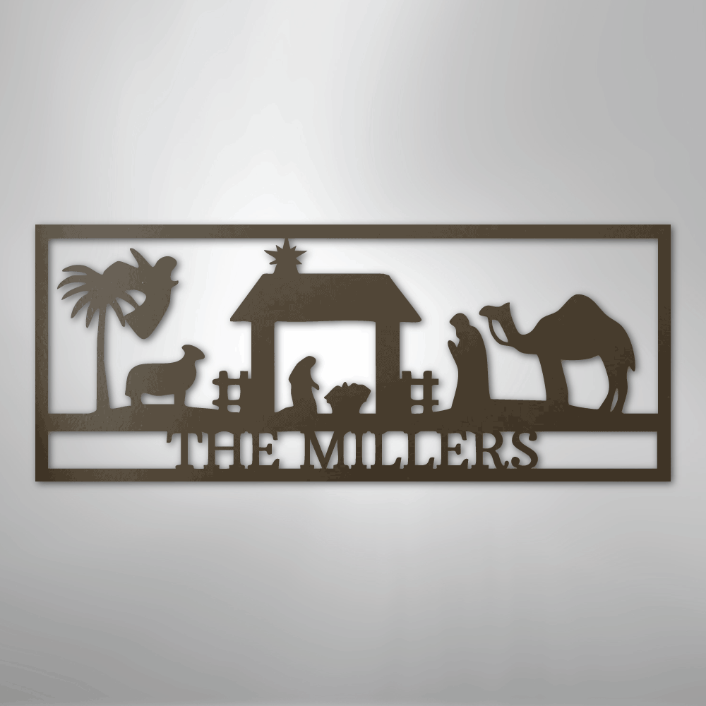 Custom Metal Wall Art - Personalized Nativity Sign Stone