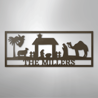 Custom Metal Wall Art - Personalized Nativity Sign Stone