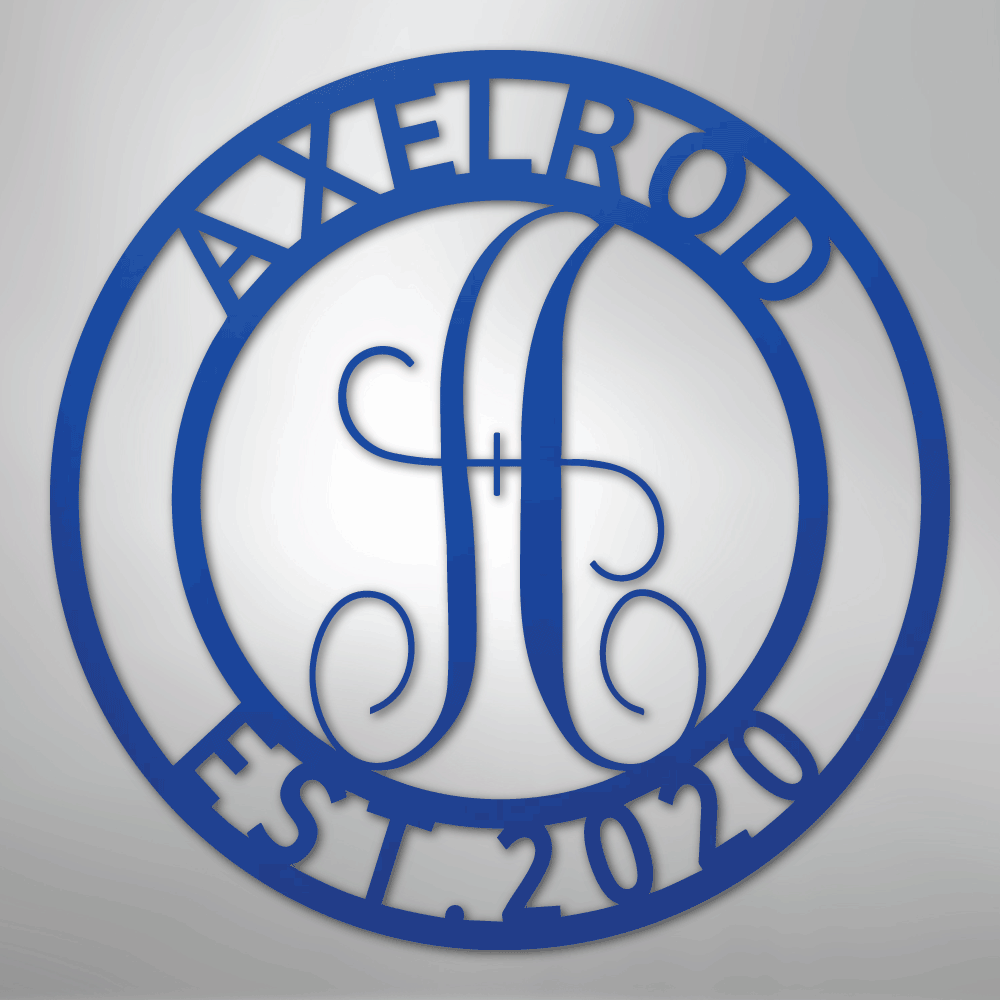Custom Metal Wall Art - Personalized Split Letter Monogram Sign Blue