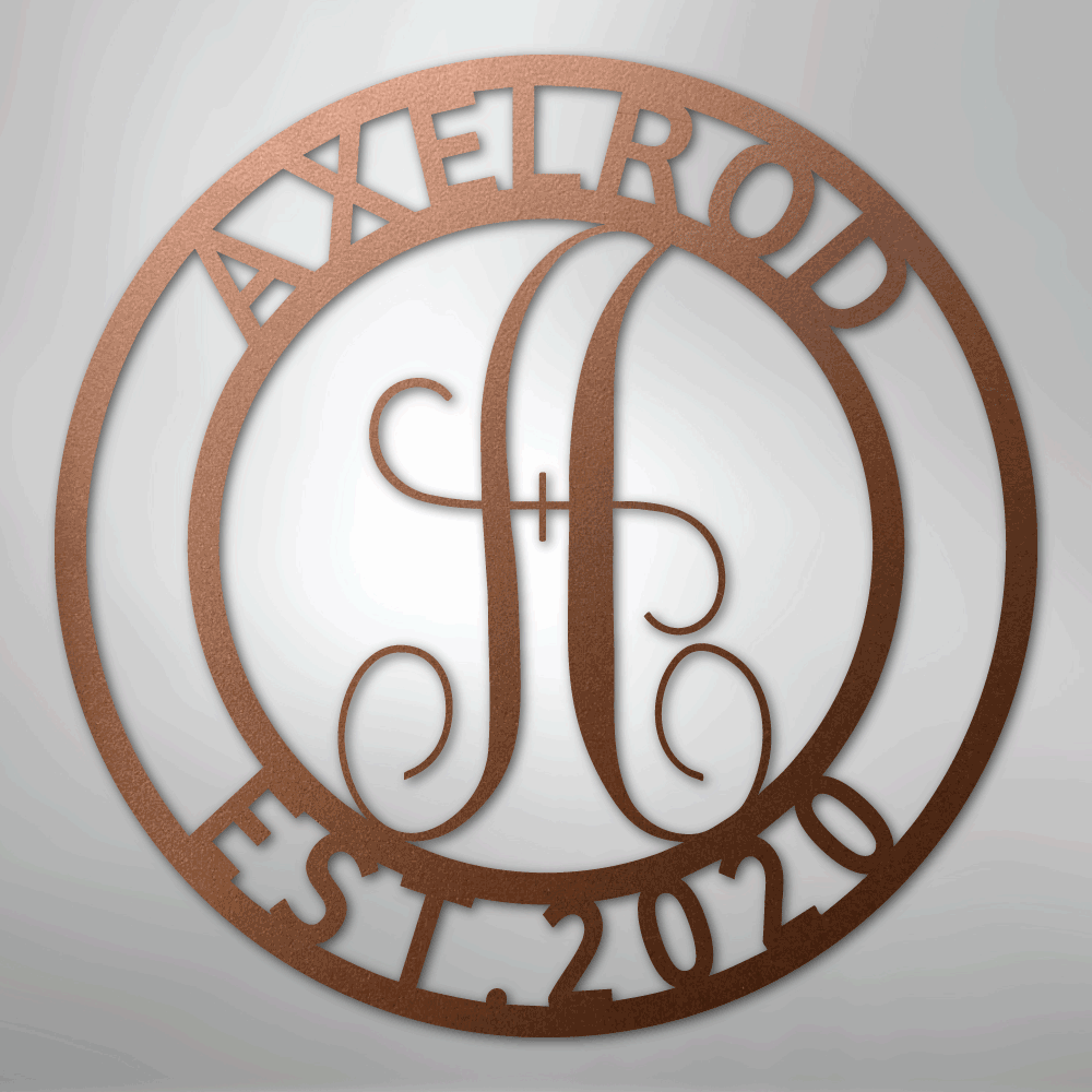 Custom Metal Wall Art - Personalized Split Letter Monogram Sign Copper