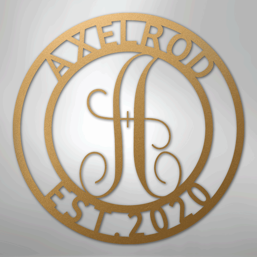 Custom Metal Wall Art - Personalized Split Letter Monogram Sign Gold