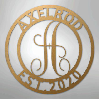 Custom Metal Wall Art - Personalized Split Letter Monogram Sign Gold