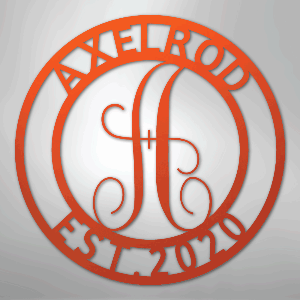 Custom Metal Wall Art - Personalized Split Letter Monogram Sign Orange